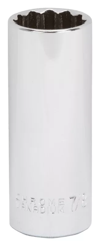 Vulcan MT6528608 Drive Socket, 7/8 in Socket, 1/2 in Drive, 12-Point, Chrome Vanadium Steel, Chrome