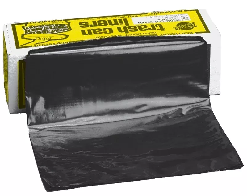 Warp's FLEX-O-BAG HB55-30 Trash Can Liner, 55 gal, Plastic, Black