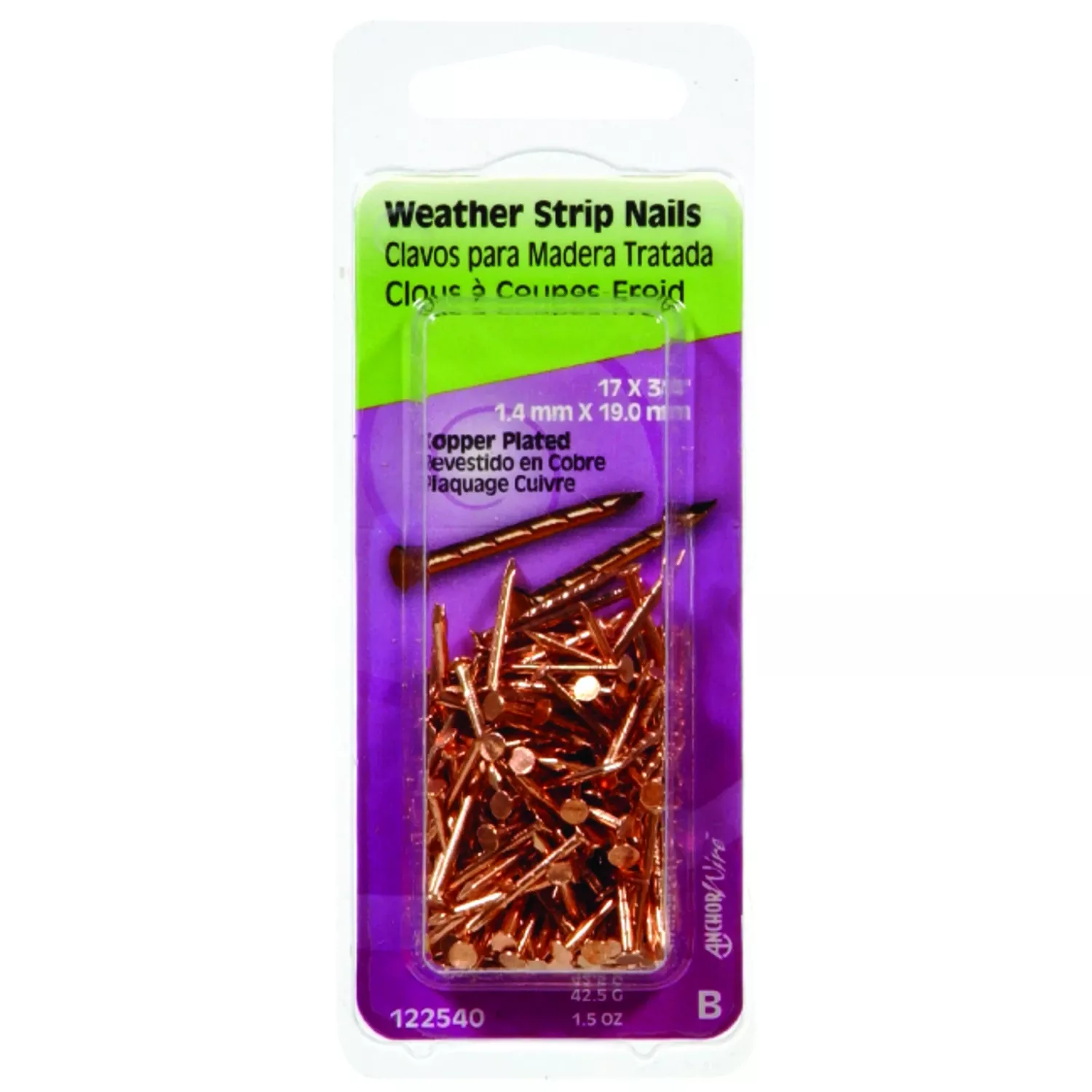 Weather Strip Nails, Copper-plated, 3/4-in. X 17, 1.5-oz.