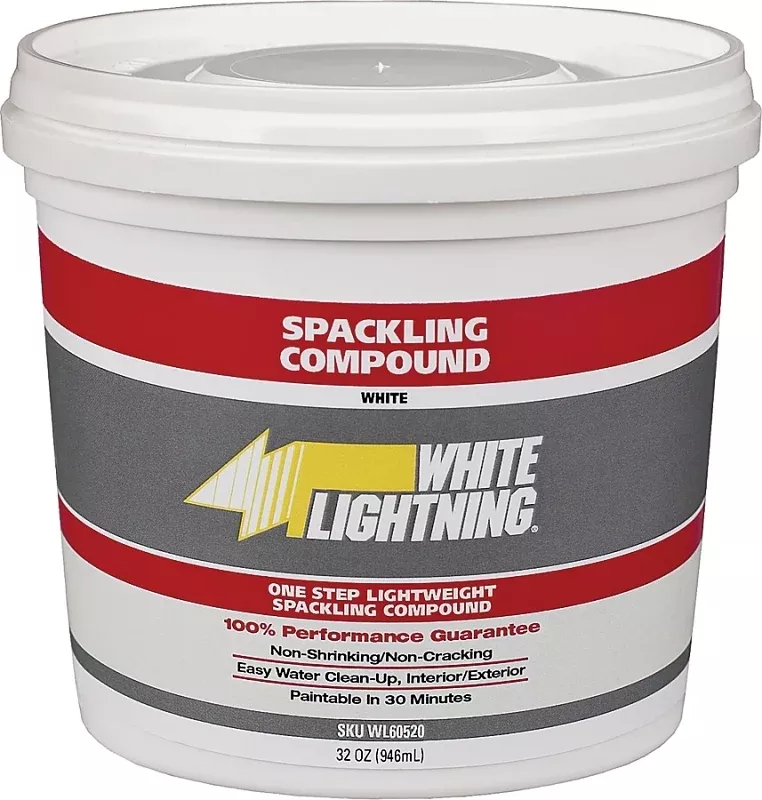 White Lightning WL60512 Lightweight Spackling, White, 0.5 pt, Can