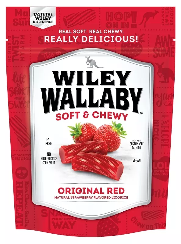 Wiley Wallaby 633455 Licorice Candy, Solid, Natural Strawberry, 10 oz Bag, Pack of 10