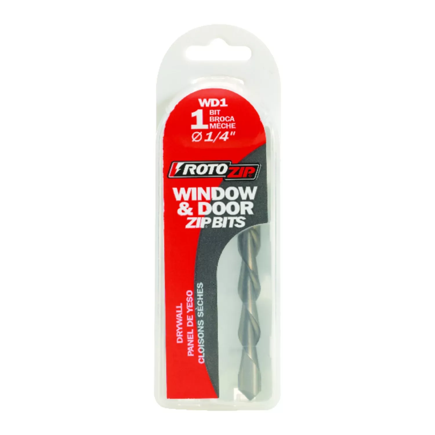 Window/door Drywall Zip Bit, Down Spiral, 1/4 In.