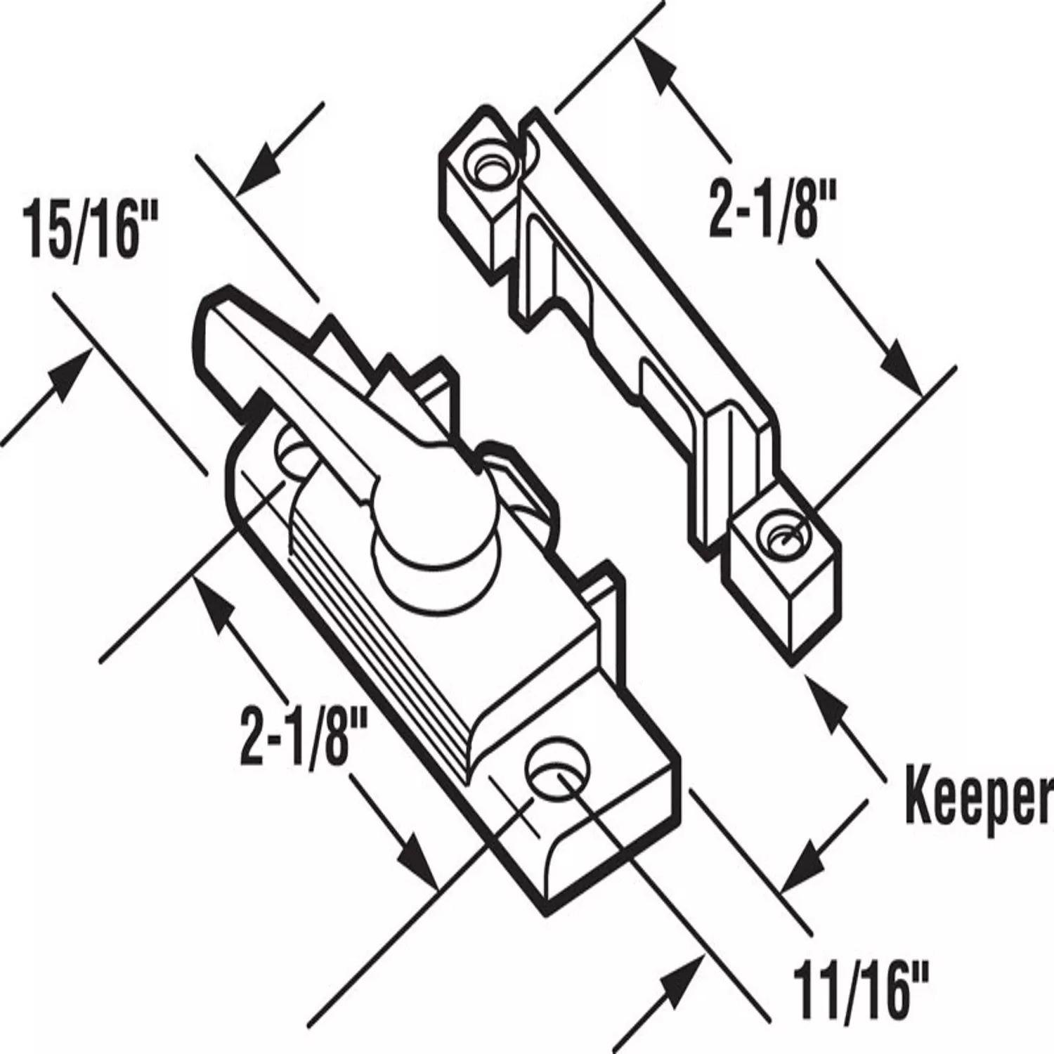 Window Sash Lock With Cam Action And Alignment Lugs, White Diecast
