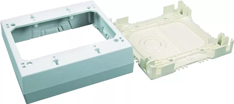 Wiremold NMW Series NMW3-2 Outlet Box, 2-Gang, Plastic, White, Wall Mounting