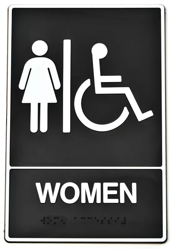 Women/handicapped RestroomSign, Braille, 6 X 9-in.