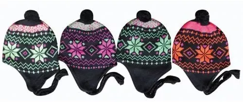 Womens Neon Ear Cover Knit Hat 4 Neon Colors