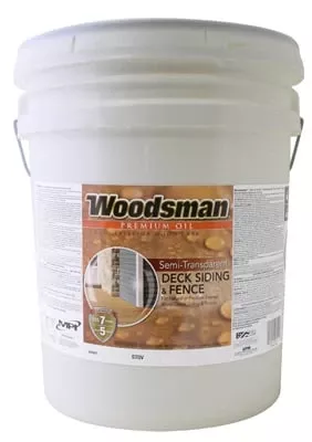 Woodsman Deck & Siding Stain, Oil Base, Semi-transparent Light Base, 5 Gallons