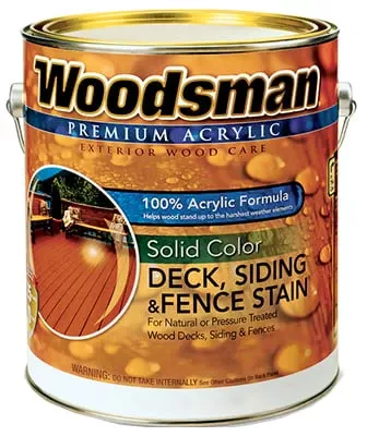 Woodsman Deck Stain, Acrylic Latex, Solid White, 1 Gallon