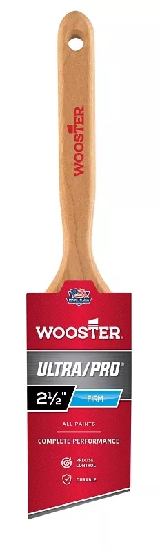Wooster 4174-2-1/2 Paint Brush, 2-1/2 in W, Angular Brush, 2-15/16 in L Bristle, Nylon/Polyester Bristle, Sash Handle
