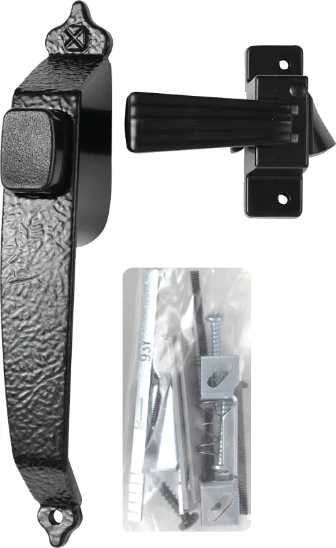 Wright Products VC333BL Pushbutton Latch, Black, 1-3/4 in Hole Spacing, 3/4 to 1-1/4 in Thick Door