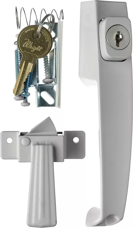 Wright Products VK333X3 Pushbutton Latch, 1-3/4 in Hole Spacing, Includes: Mounting Hardware, Strike Plate