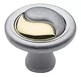 Yin-yang Knob, Brushed Chrome And Brass, 1-inch Diameter, Model Bp19255ccb