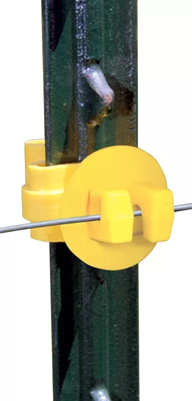 Zareba ITY-Z T-Post Wrap-Around Insulator, 1/4 in Fence Wire, Aluminum/Polywire/Steel, Polyethylene, Yellow