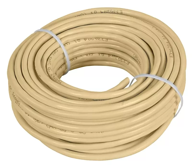 Zenith TP1050ULA Telephone Wire, 24 AWG Wire, Almond Sheath, 50 ft L