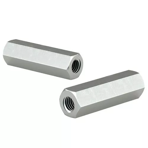 Zinc Coated Steel Hex Coupling Nut 1 inch by 2-1/2 inch