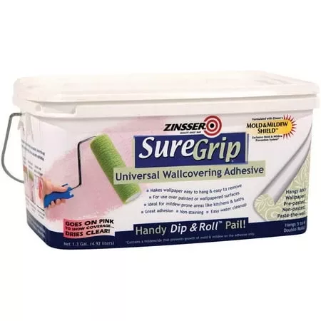 Zinsser Suregrip 2871 Universal Wallcovering Adhesive, 1.3 Gallon, Translucent Pink