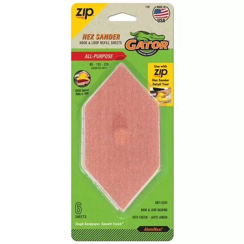 Zip Hex Sander Refill Sheets Assorted Grits (6 Sheets)