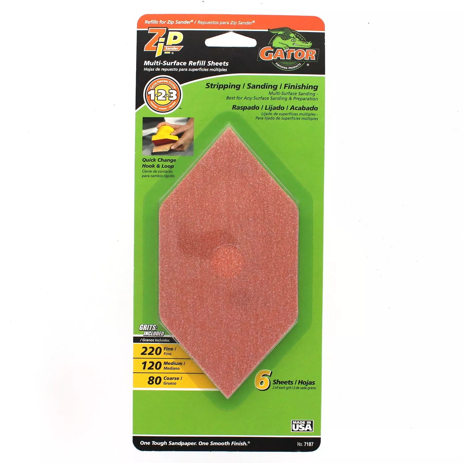 Zip Sanding Refill Sheets, Assorted, 6-pk.